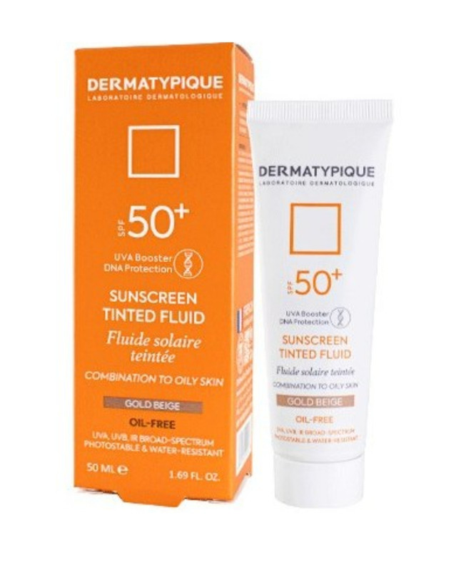 ضدآفتاب رنگی پوستهای چرب SPF50درماتیپیک (بژ طلایی)