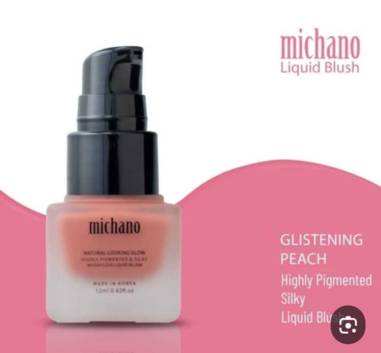 رژگونه مایع میچانو رنگ GLISTENING PEACH حجم ۱۲میل