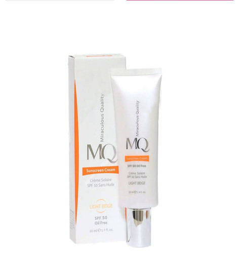 ضدآفتاب SPF50ام کیو فاقد چربی رنگ بژ روشن حجم 55میل