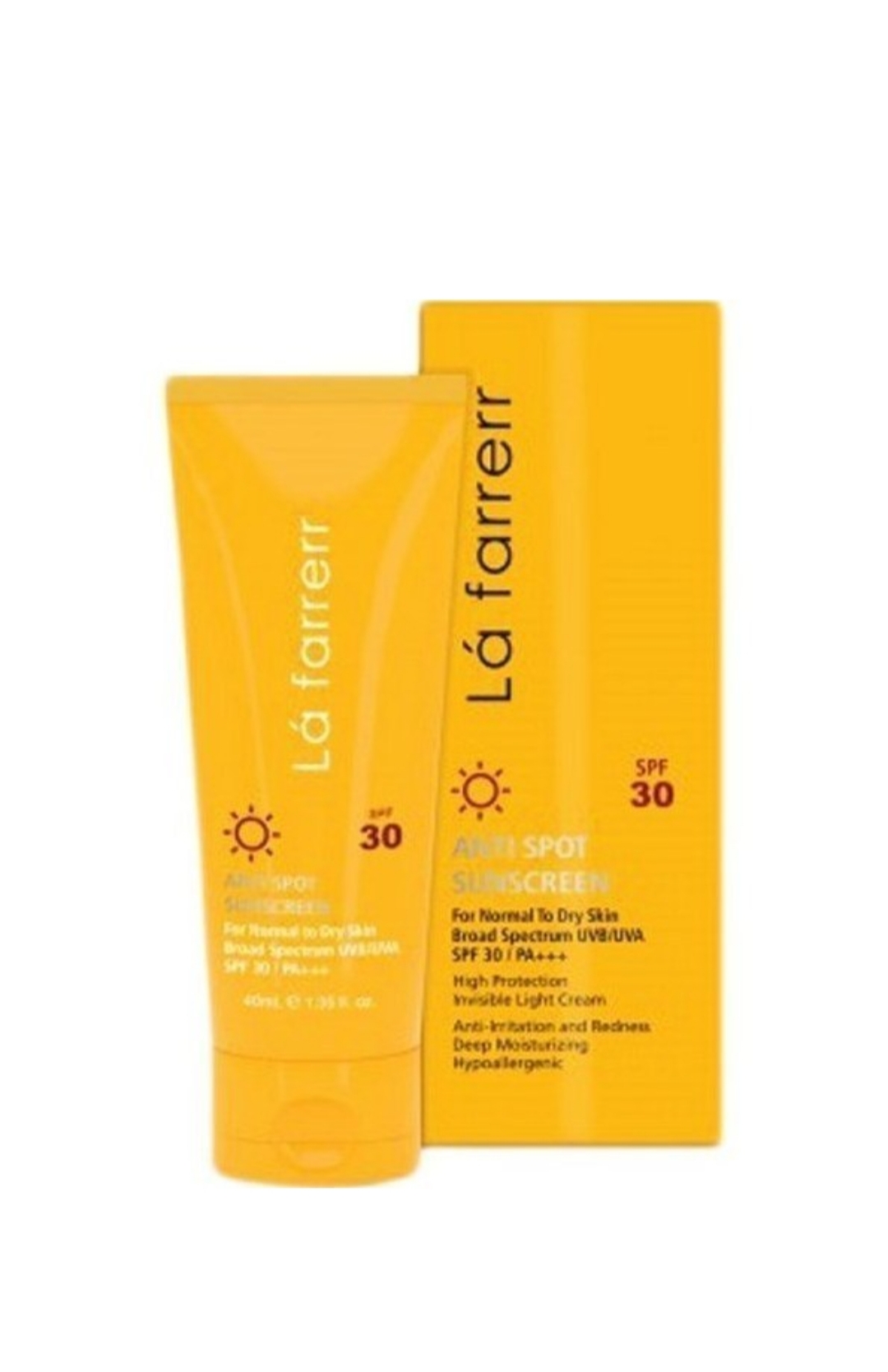 کرم ضدآفتاب و ضد لک بی رنگ لافارر با SPF30مناسب پوستهای خشک و معمولی ،حجم 40ml