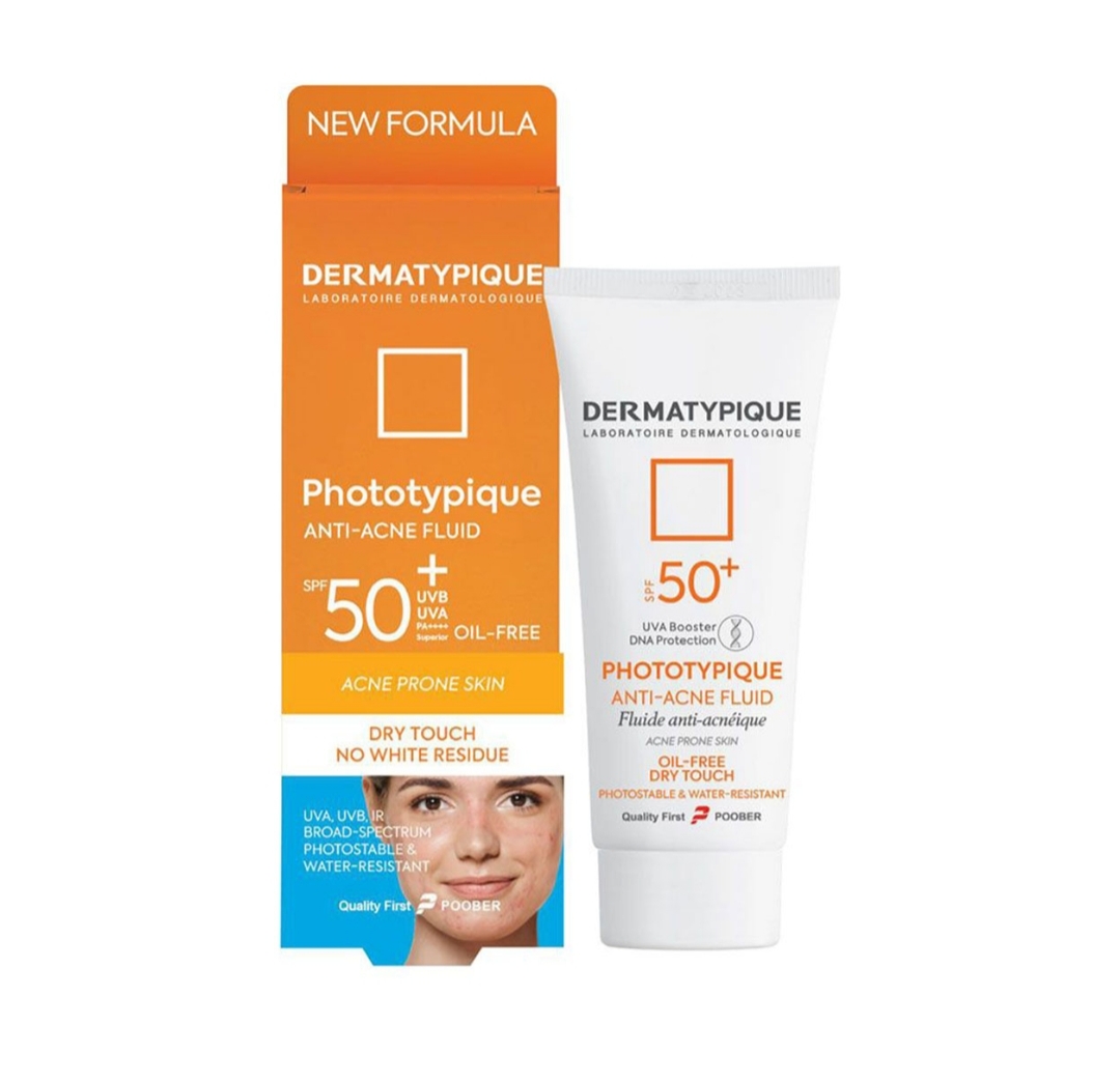 فلوئید ضدآفتاب پوست چرب و دارای جوش درماتیپیک SPF50,حجم ۴۰ml